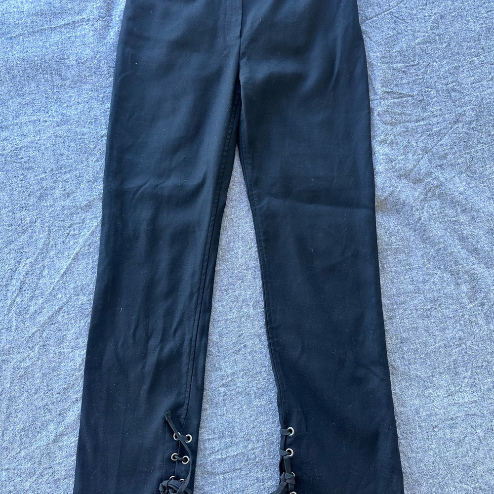 Yves Saint Laurent FW 2001 Tom Ford Black Lace Up wool Pants Runway Italy YSL
